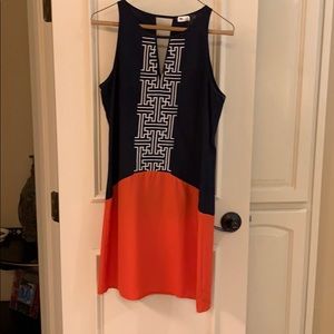 THML Sleeveless Navy and Orange Dress
